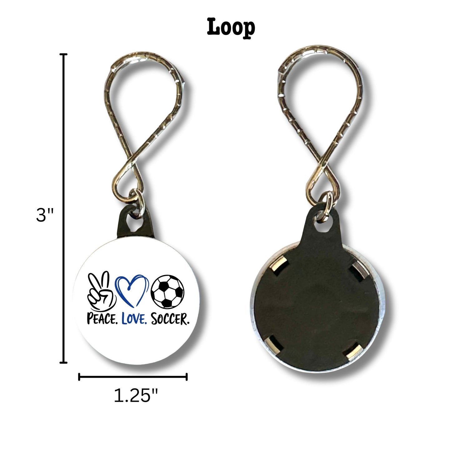 Keychain - Peace, Love, Soccer