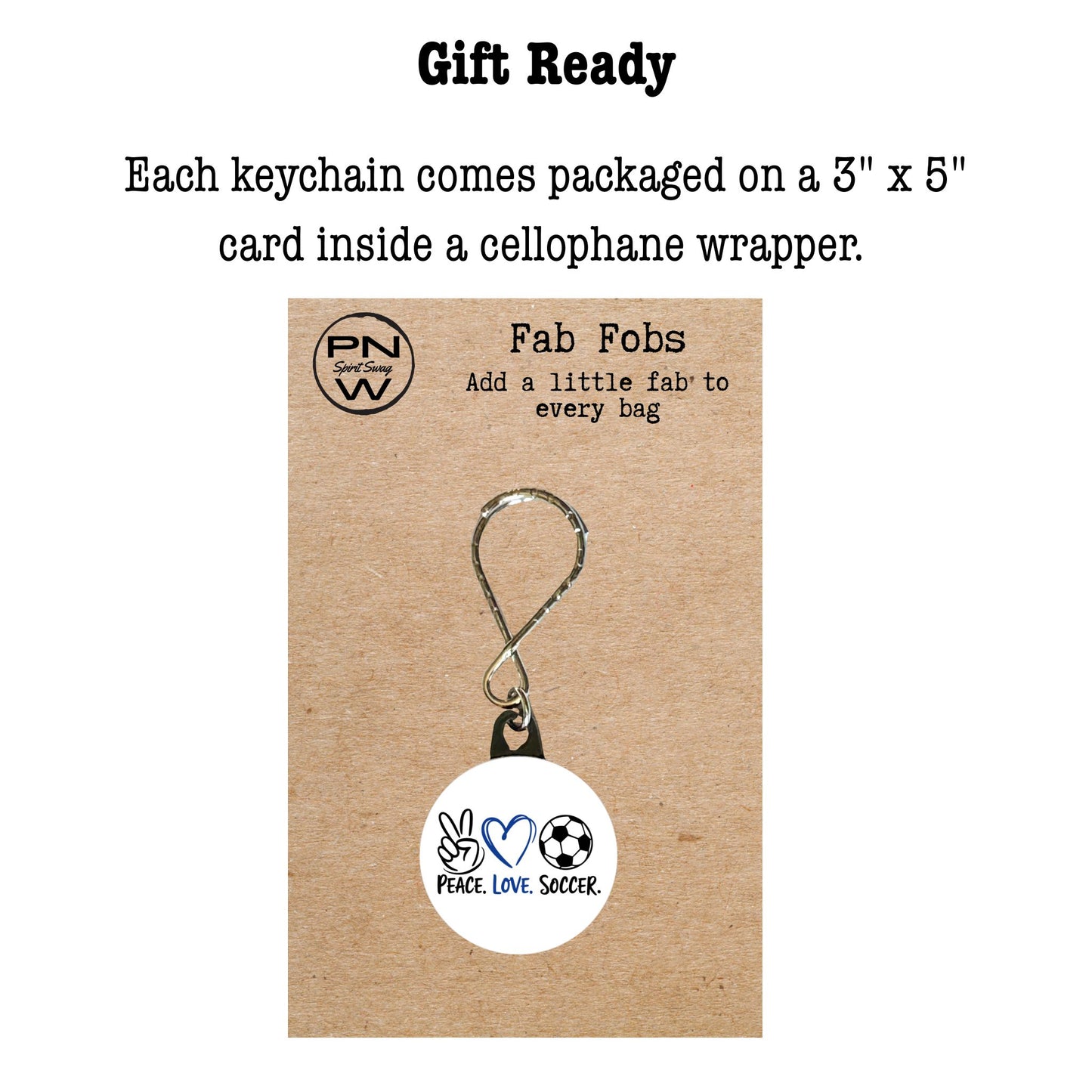 Keychain - Peace, Love, Soccer