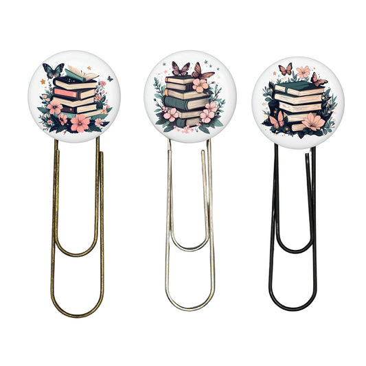 Jumbo Metal Bookmark Set - Books & Butterflies
