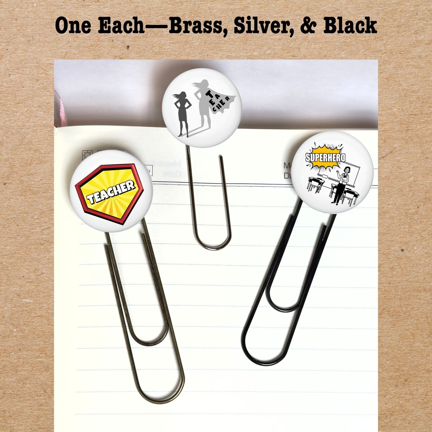 Jumbo Metal Bookmark Set - Superhero Teacher Woman
